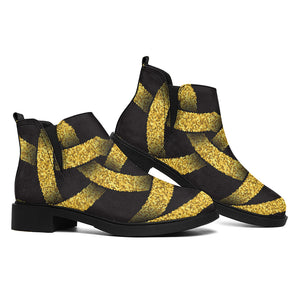 Gold Circle Celtic Knot Symbol Print Flat Ankle Boots