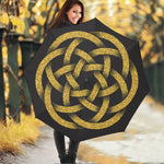 Gold Circle Celtic Knot Symbol Print Foldable Umbrella