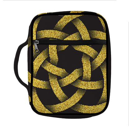 Gold Circle Celtic Knot Symbol Print Front Pocket Bible Bag