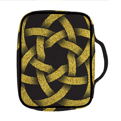 Gold Circle Celtic Knot Symbol Print Front Pocket Bible Bag