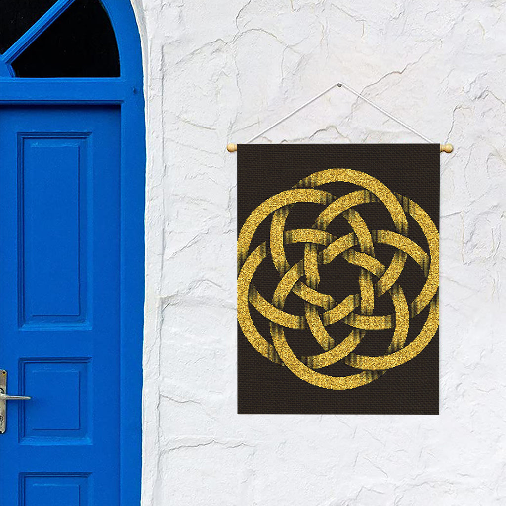 Gold Circle Celtic Knot Symbol Print Garden Flag