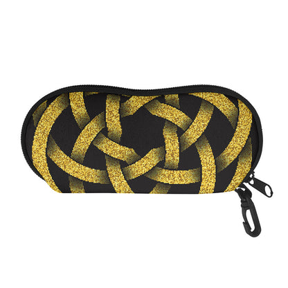 Gold Circle Celtic Knot Symbol Print Glasses Case