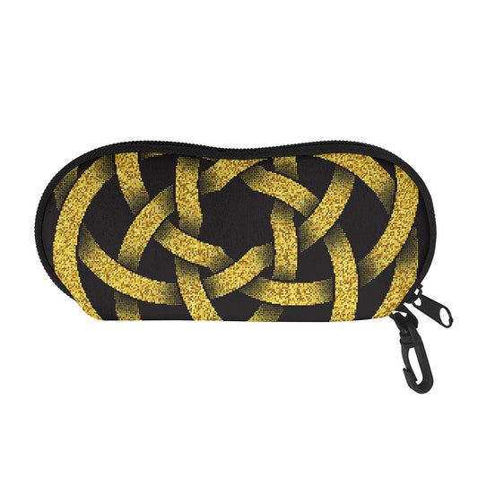 Gold Circle Celtic Knot Symbol Print Glasses Case