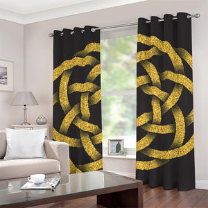 Gold Circle Celtic Knot Symbol Print Grommet Curtains