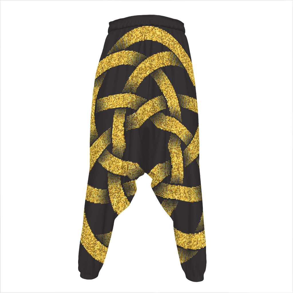 Gold Circle Celtic Knot Symbol Print Hammer Pants