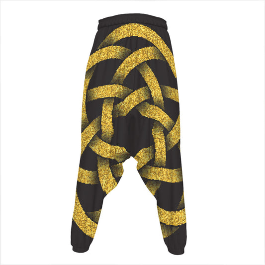 Gold Circle Celtic Knot Symbol Print Hammer Pants