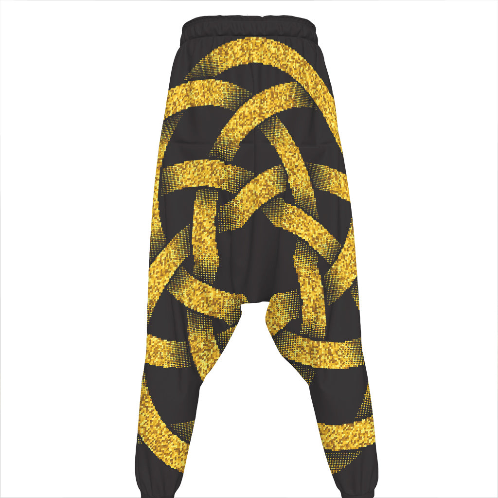 Gold Circle Celtic Knot Symbol Print Hammer Pants