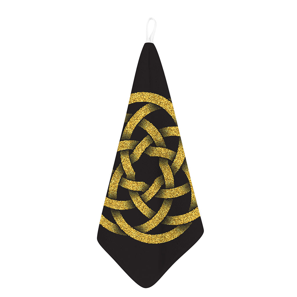 Gold Circle Celtic Knot Symbol Print Hand Towel