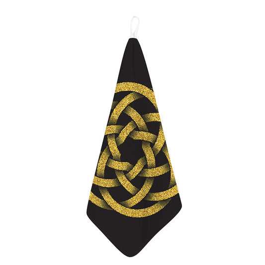 Gold Circle Celtic Knot Symbol Print Hand Towel