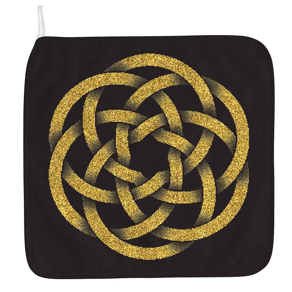 Gold Circle Celtic Knot Symbol Print Hand Towel