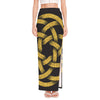 Gold Circle Celtic Knot Symbol Print High Slit Maxi Skirt