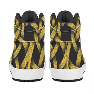 Gold Circle Celtic Knot Symbol Print High Top Leather Sneakers