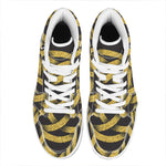 Gold Circle Celtic Knot Symbol Print High Top Leather Sneakers