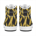 Gold Circle Celtic Knot Symbol Print High Top Leather Sneakers