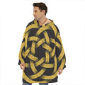 Gold Circle Celtic Knot Symbol Print Hoodie Blanket