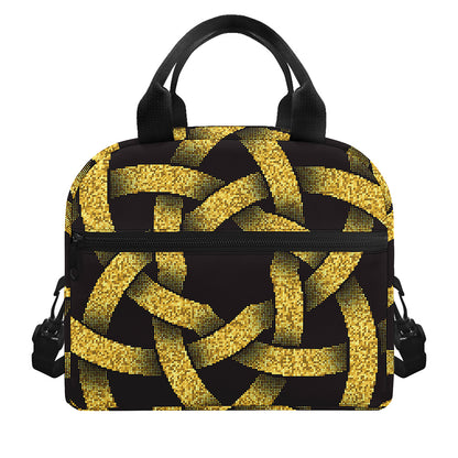 Gold Circle Celtic Knot Symbol Print Insulated Lunch Bag
