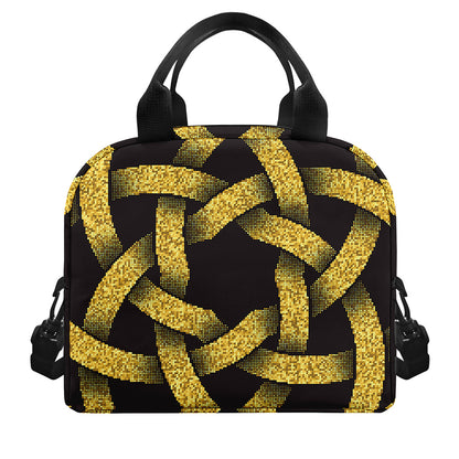 Gold Circle Celtic Knot Symbol Print Insulated Lunch Bag