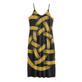 Gold Circle Celtic Knot Symbol Print Jersey Midi Cami Dress