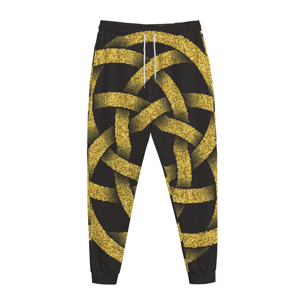 Gold Circle Celtic Knot Symbol Print Jogger Pants