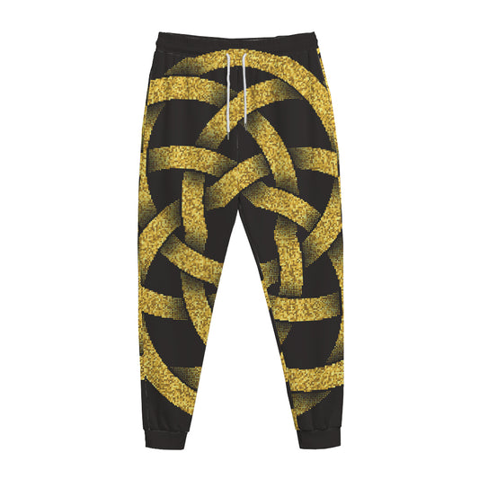 Gold Circle Celtic Knot Symbol Print Jogger Pants