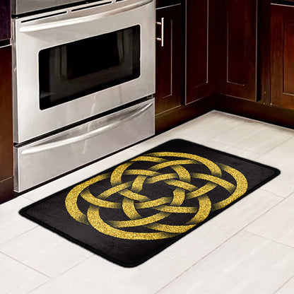 Gold Circle Celtic Knot Symbol Print Kitchen Mat