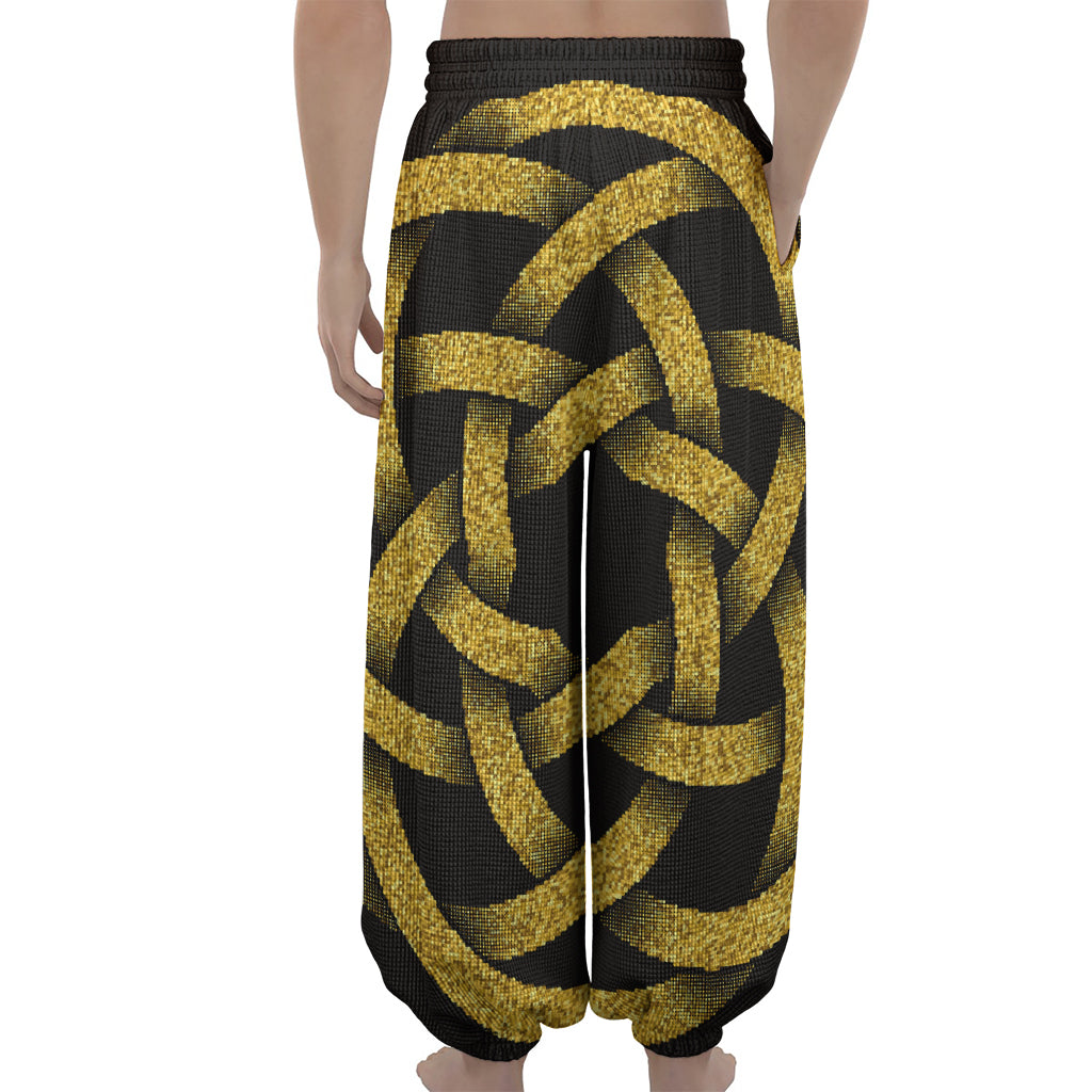 Gold Circle Celtic Knot Symbol Print Lantern Pants