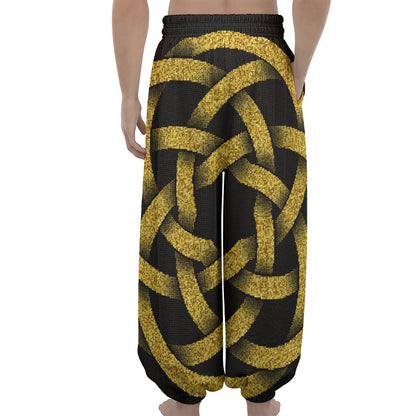 Gold Circle Celtic Knot Symbol Print Lantern Pants