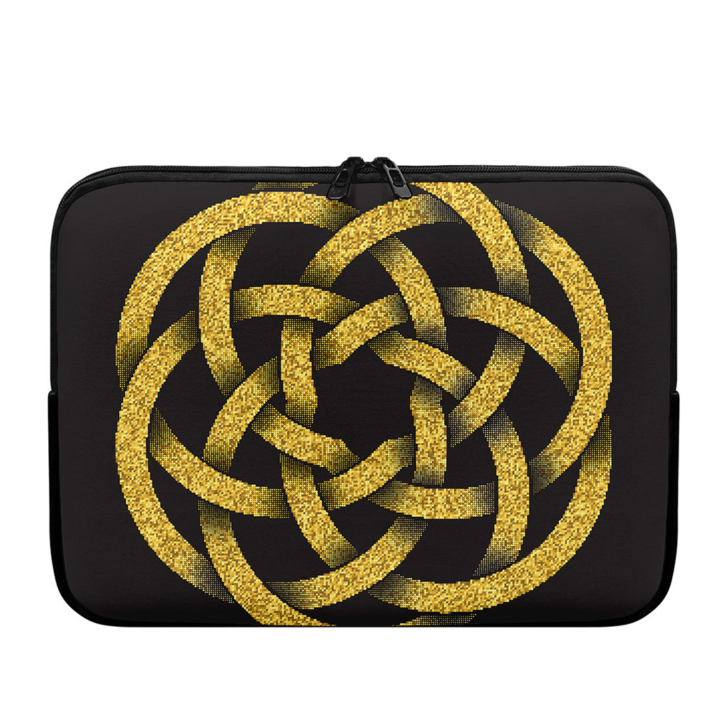 Gold Circle Celtic Knot Symbol Print Laptop Sleeve