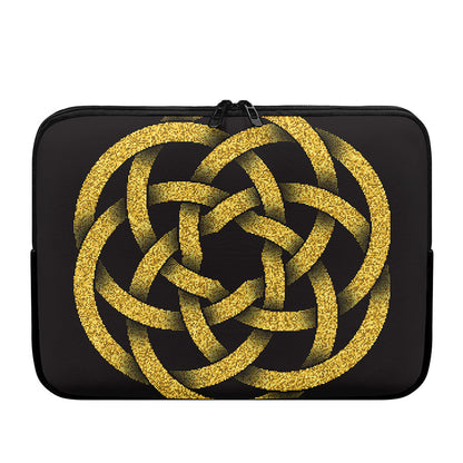 Gold Circle Celtic Knot Symbol Print Laptop Sleeve