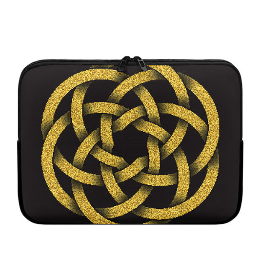Gold Circle Celtic Knot Symbol Print Laptop Sleeve