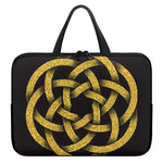 Gold Circle Celtic Knot Symbol Print Laptop Sleeve With Handle