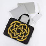 Gold Circle Celtic Knot Symbol Print Laptop Sleeve With Handle