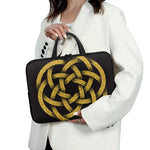 Gold Circle Celtic Knot Symbol Print Laptop Sleeve With Handle