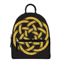 Gold Circle Celtic Knot Symbol Print Leather Backpack