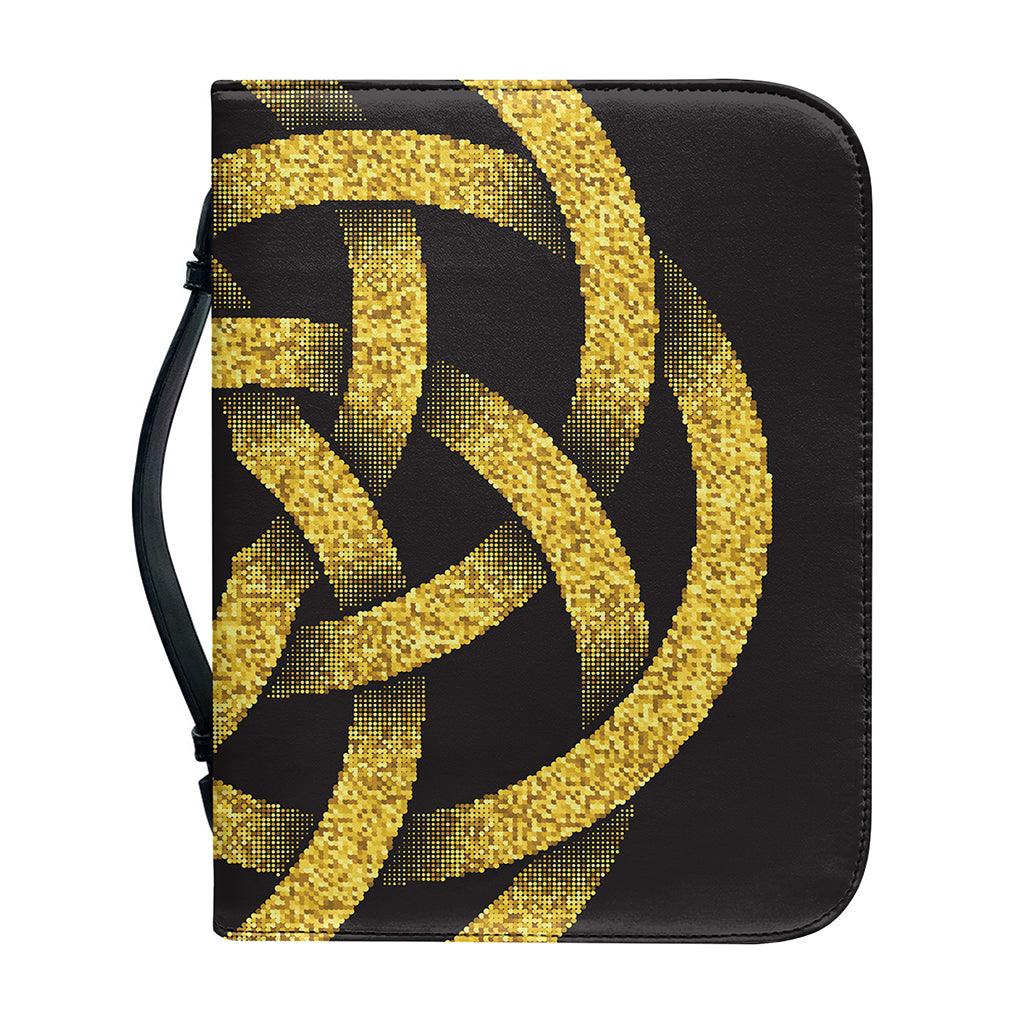 Gold Circle Celtic Knot Symbol Print Leather Bible Cover