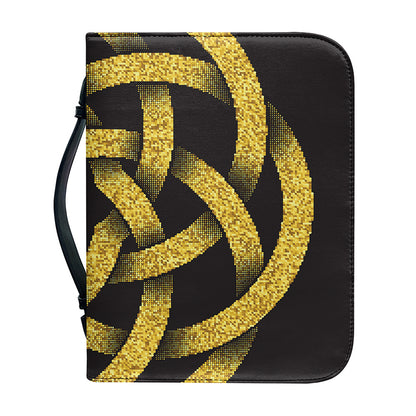 Gold Circle Celtic Knot Symbol Print Leather Bible Cover