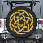 Gold Circle Celtic Knot Symbol Print Leather Spare Tire Cover