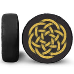 Gold Circle Celtic Knot Symbol Print Leather Spare Tire Cover
