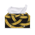 Gold Circle Celtic Knot Symbol Print Leather Tissue Box Cover