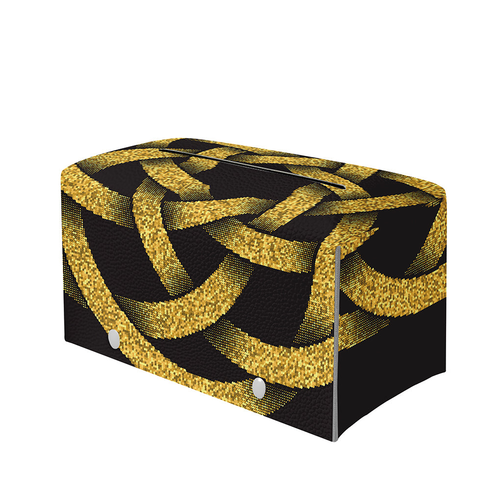 Gold Circle Celtic Knot Symbol Print Leather Tissue Box Cover