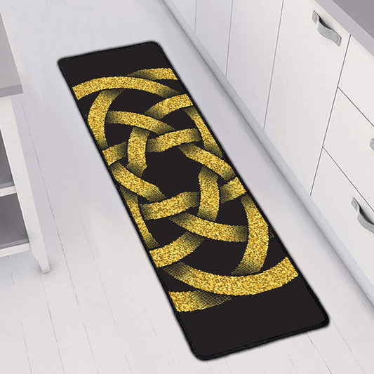 Gold Circle Celtic Knot Symbol Print Long Kitchen Mat