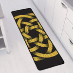 Gold Circle Celtic Knot Symbol Print Long Kitchen Mat