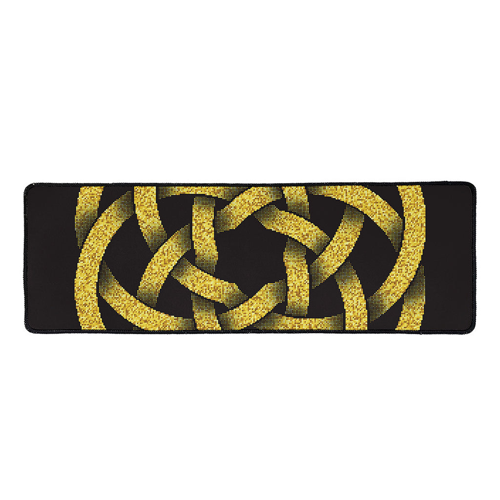 Gold Circle Celtic Knot Symbol Print Long Kitchen Mat