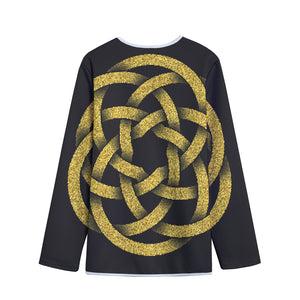 Gold Circle Celtic Knot Symbol Print Long Sleeve Short Coat