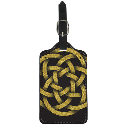 Gold Circle Celtic Knot Symbol Print Luggage Tag