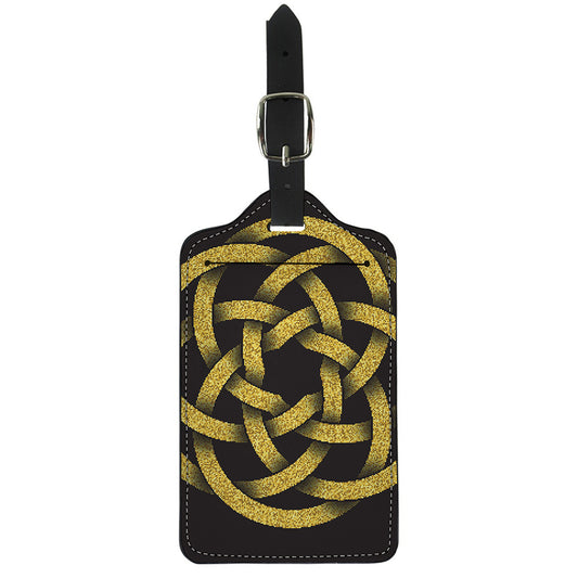 Gold Circle Celtic Knot Symbol Print Luggage Tag