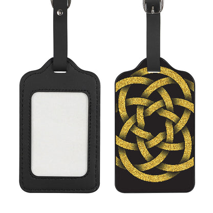 Gold Circle Celtic Knot Symbol Print Luggage Tag