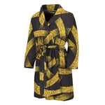 Gold Circle Celtic Knot Symbol Print Men's Bathrobe