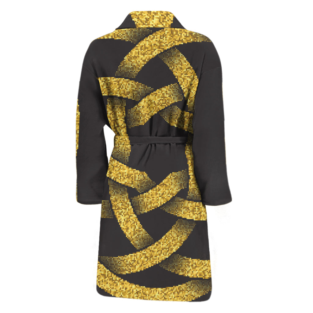 Gold Circle Celtic Knot Symbol Print Men's Bathrobe