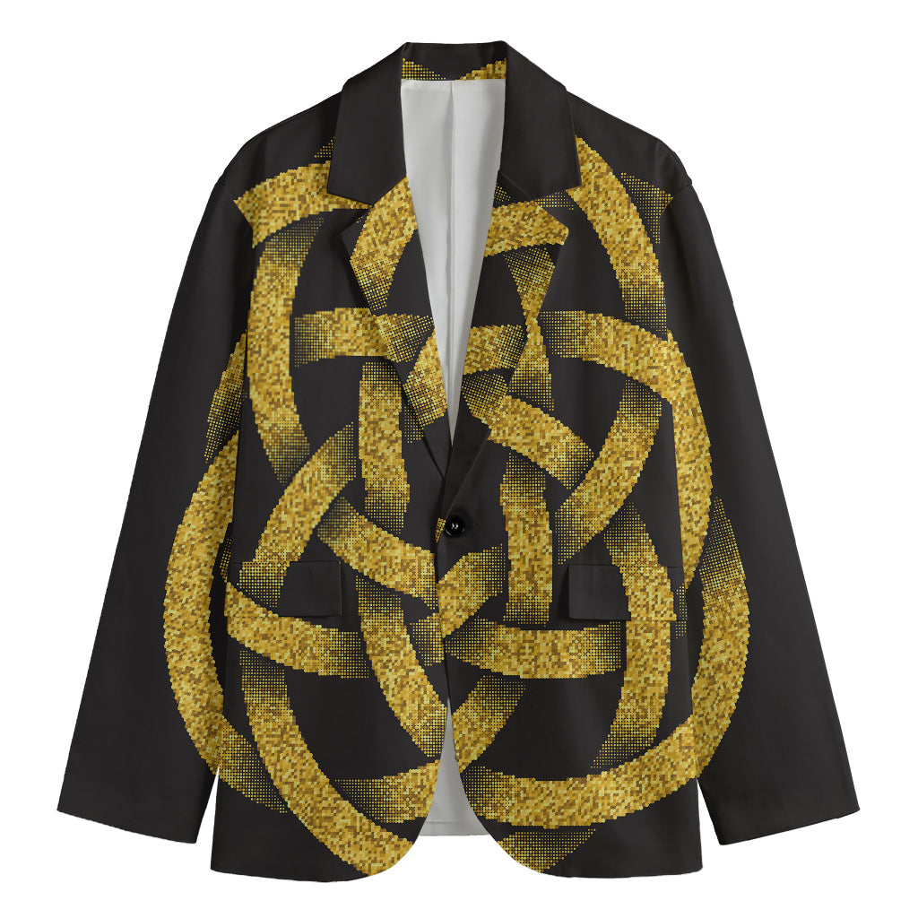 Gold Circle Celtic Knot Symbol Print Men's Blazer